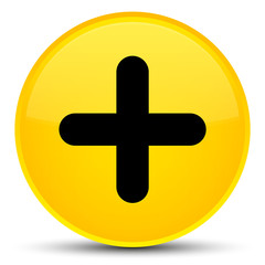Plus icon special yellow round button