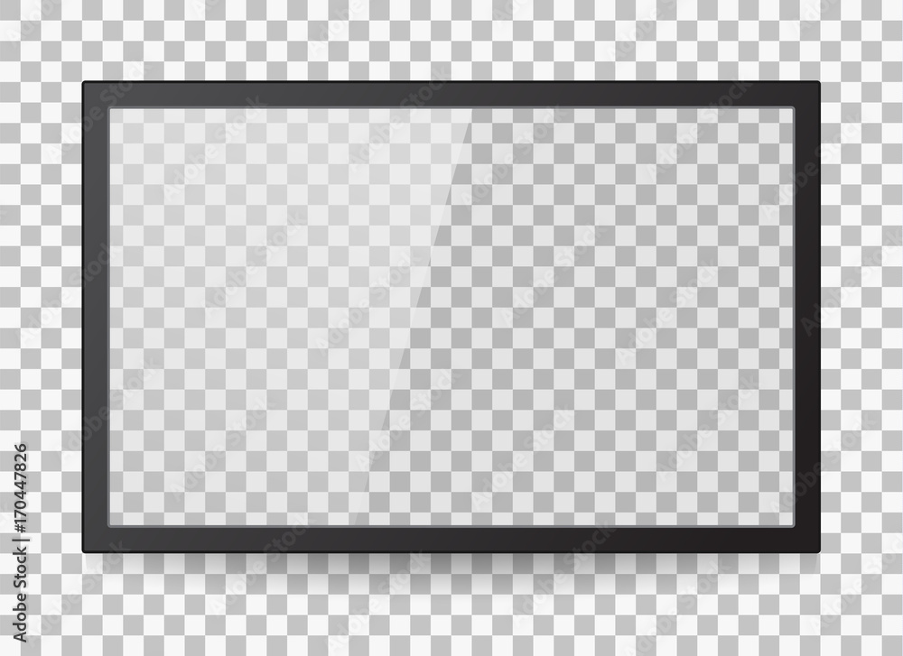 Aufkleber empty led monitor of computer or black photo frame isolated on a transparent background. vector blan