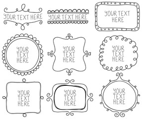 Hand drawn vintage frames, labels concept vector Illustration