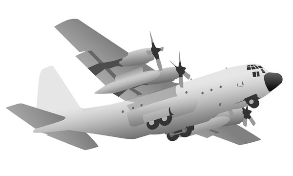 Military Transport Cargo Aircraft Vector Illustration