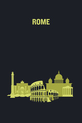 Illustration made with icons of most important buildings in Rome. Flat vector design.