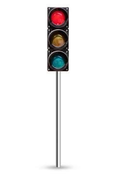 traffic light isolated on white background with path