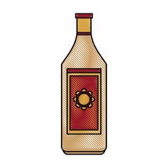 Colorful tequila bottle doodle over white background vector illustration