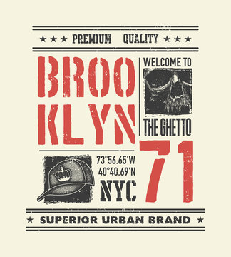 vintage urban typography with skull