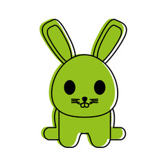 rabbit or bunny cute animal icon image vector illustration design  green color