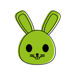 rabbit or bunny cute animal icon image vector illustration design  green color