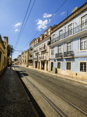 Rua da Junqueira with historical buildings in famous Belem neighborhood
