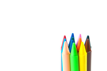12 color crayon on isolated background.
