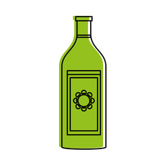 liquour bottle with sun on label icon image vector illustration design  green color