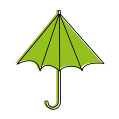 half closed umbrella sideview icon image vector illustration design  green color