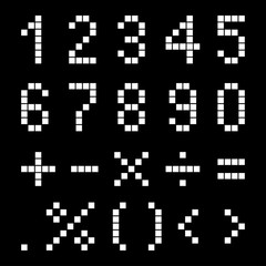 Numbers and mathematical signs from pixels.
