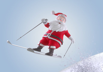 Santa Claus smiling on ski