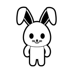 rabbit or bunny cute animal icon image vector illustration design  black and white