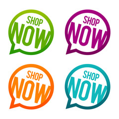 Shop now round Buttons. Circle Eps10 Vector.