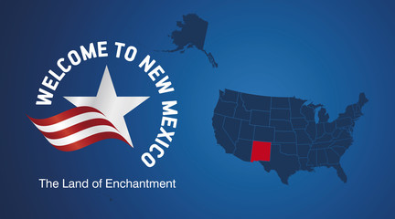 Welcome to New Mexico USA map banner logo icon