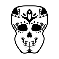 sugar skull mexican culture icon image vector illustration design  black and white