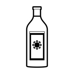 liquour bottle with sun on label icon image vector illustration design  black and white