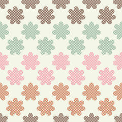 Seamless decorative floral background. Polka dot texture. Textile rapport.