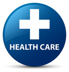 Health care (plus sign) blue round button