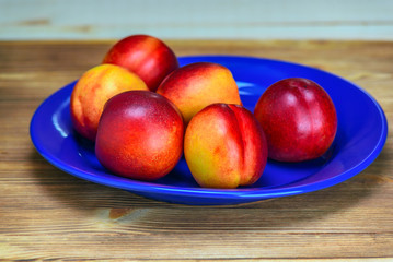 nectarines on a plate