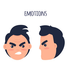 Emotions. Angry Man Faces Isolated Illustration