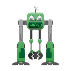 Green Iron Robot with Satellite Dish Illustration