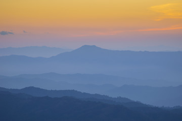 Fototapeta na wymiar Landscape hill scene while sunset.