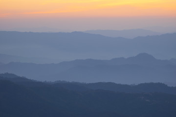 Landscape hill scene while sunset.