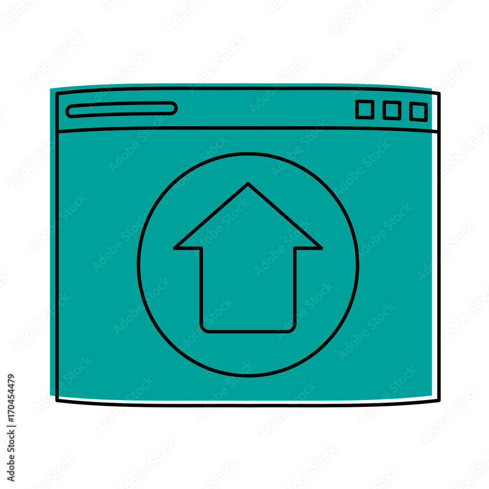 Poster website or tab with upwards arrow icon image vector illustration design blue color