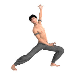 Obraz premium 3D Rendering Fighting Monk on White