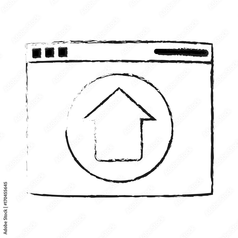 Poster website or tab with upwards arrow icon image vector illustration design black sketch line