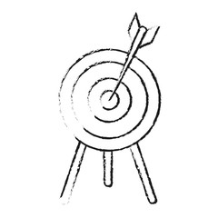 dart on bullseye icon image vector illustration design  black sketch line