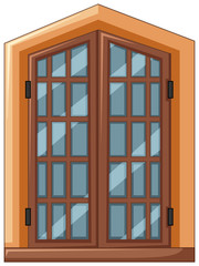 Window design with wooden frame