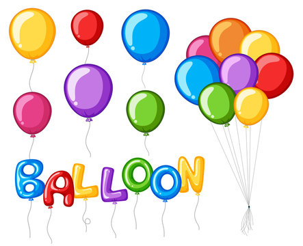Colorful balloons with word balloon