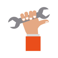 hand holding wrench tool icon image vector illustration design 