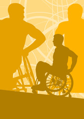 Fototapeta na wymiar Wheelchair disabled man willpower concept vector