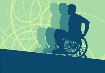 Obraz na płótnie Canvas Wheelchair disabled man willpower concept vector
