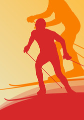 Fototapeta na wymiar Skiing athlete competition vector abstract background
