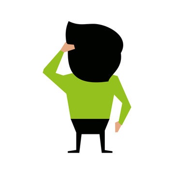 Man Scratching Head Cartoon Backside Icon Image Vector Illustration Design 