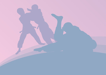 Judo kid martial art fight vector abstratc