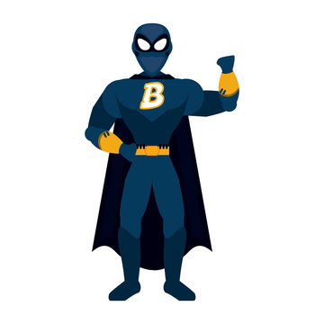 superhero with black uniform and letter B avatar icon image vector illustration design 