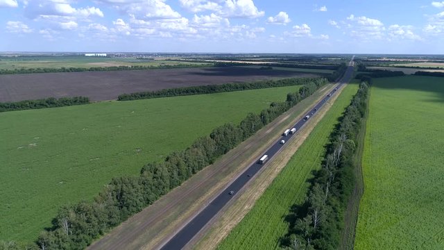 Aerial photography of traffic on the road in rural areas