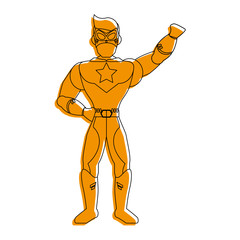 superhero lifting fist avatar icon image vector illustration design  yellow color