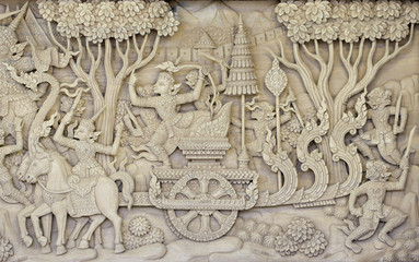 Stock Photo - Sculptured wood kanok pattern beautiful