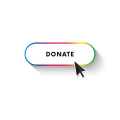 Button with long shadow. Donate. Spectrum gradient. Vector illustration.