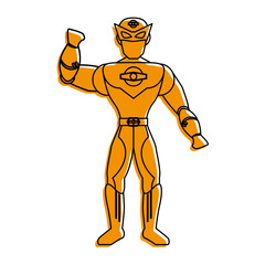 superhero lifting fist avatar icon image vector illustration design  yellow color