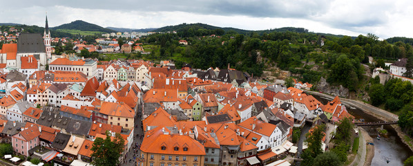 Naklejka na ściany i meble Cesky Krumlov - View of the small city in the South Bohemian Region of the Czech Republic. Old Ceský Krumlov is a UNESCO World Heritage Site.