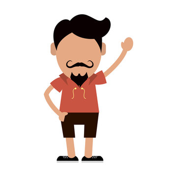hipster man wearing shorts lifting arm avatar icon image vector illustration design 