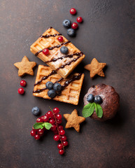 Waffles and berries