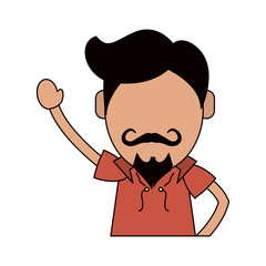 hipster man with arm up avatar icon image vector illustration design 